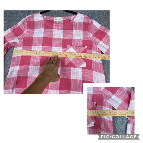 Cloth & Stone Linen Blend Button-Back Preppy Casual Fun Gingham Blouse - Sz M - Picture 15 of 16